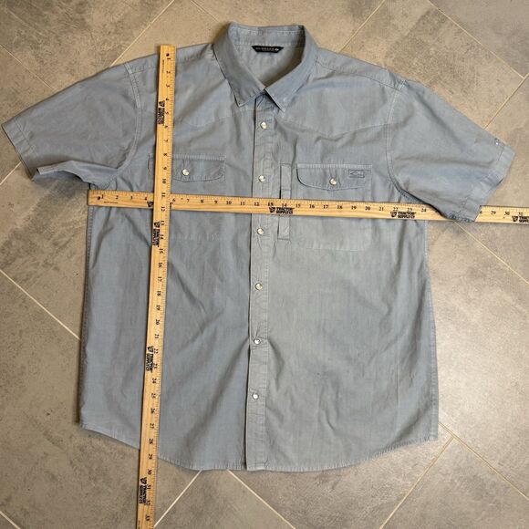 Drake Cinco Ranch Western Acid Wash Snap Shirt Dusty Blue Men’s Large - Picture 6 of 11